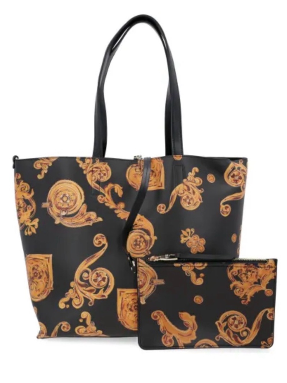 Versace reversible jeans  contour Baroque Pattern Tote with Wristlet